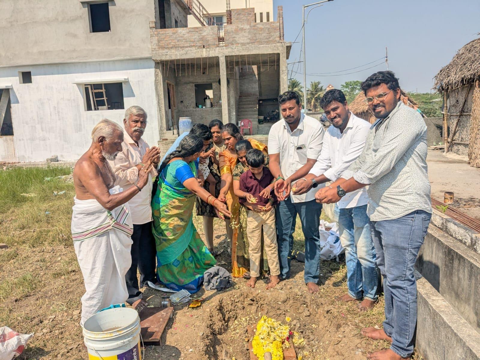Ashutosh Builders and Contractor team with clients at a project foundation ceremony